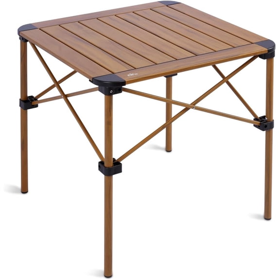 Folding Square Table with Roll-Up Top and Carry Bag Medium Nature Color