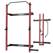 Folding Squat Rack, 1000LBS Capacity Wall Mounted Squat Rack, 2.36"x2.36" Foldable Squat Rack for Home Gym with Pull Up Bar