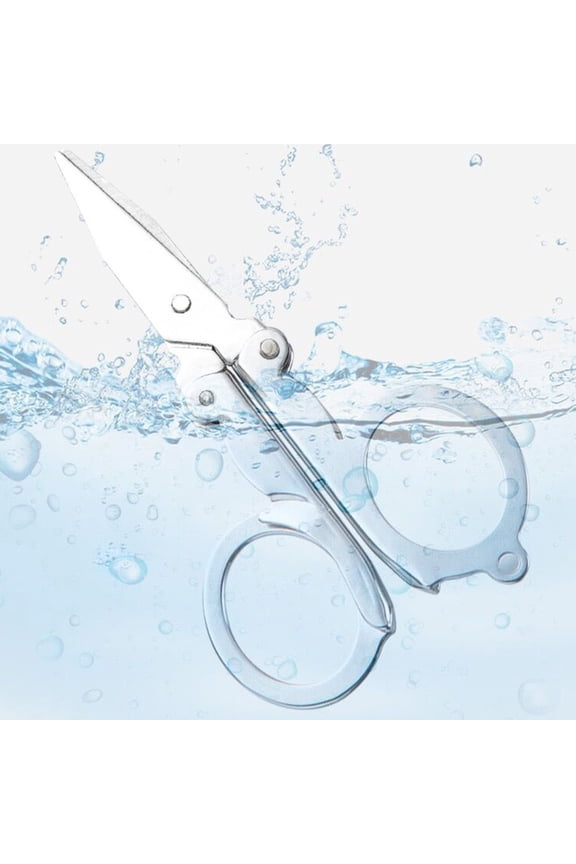 Folding Stainless Steel Travel Scissors, Portable Mini Shears with Keychain Hole for Fishing Home Daily Use