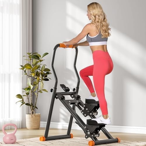 Folding Stair Stepper for Home, Vertical Cardio Climbing Exercise Machine for Full-Body Workout, Stair Climber, Stair Master, Stairmaster, Adjustable Handlebar & Pedals (Black)