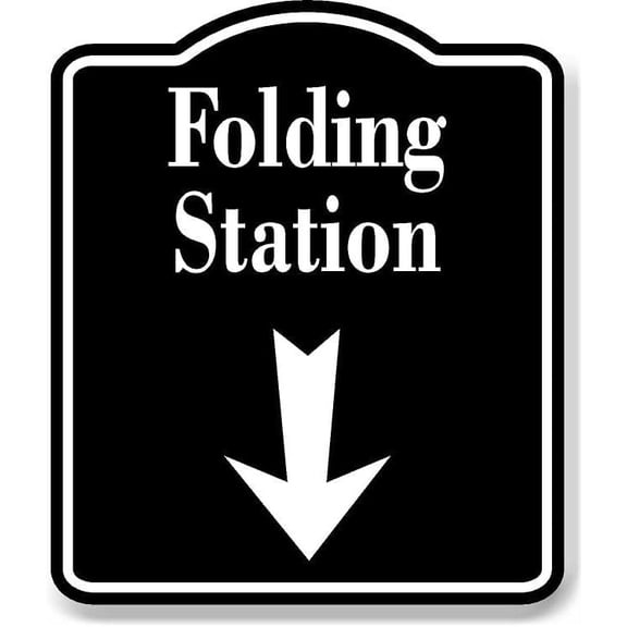 Folding Station Down Arrow Laundromat BLACK Aluminum Composite Sign, 8.5"x10"