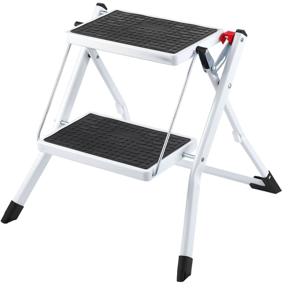Folding Steel Step Stool 2-Step 330 lbs Load Capacity, Wide Anti-Slip Pedal, for Adults, Home Kitchen Office RV