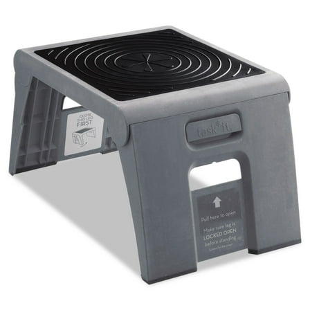 Folding Step Stool, 1-Step, 300 lb Capacity, 14 x 11.25 x 9.75, Slate | Bundle of 2 Each