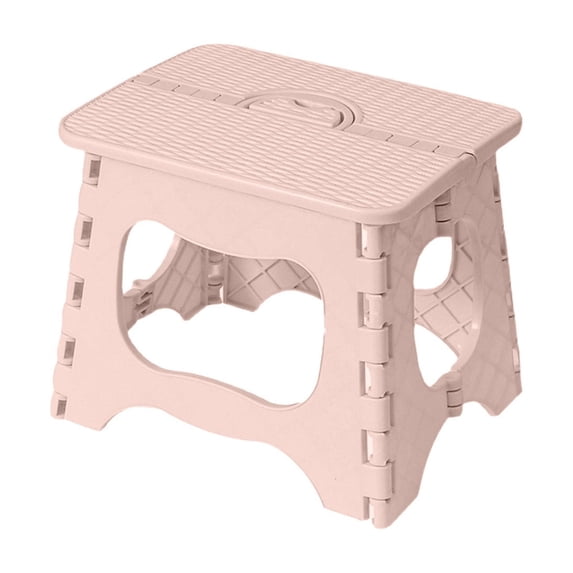 Folding Step Stool 10 Inch, Sturdy Plastic Foldable Step Stool, Non Slip Lightweight Collapsible Foot Stools Holds 300 lbs, Ideal for Kitchen, Bathroom, Bedroom, Pink