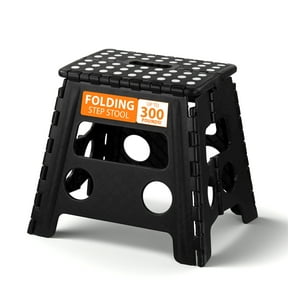 GARITIN Folding Step Stool with Handle, 12.6"H Non-Slip Foldable Stool for Adults or Kids, Holds up to 300 lbs, Collapsible Step Stool for Kitchen, Bathroom