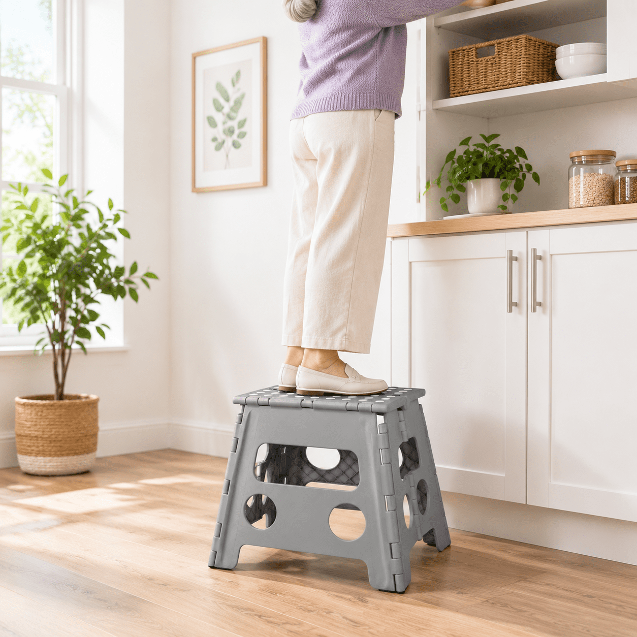 Stool 8 Inch Folding Step Stool 13 Inch Grey Non-slip Holds 300 Lbs - Walmart.com