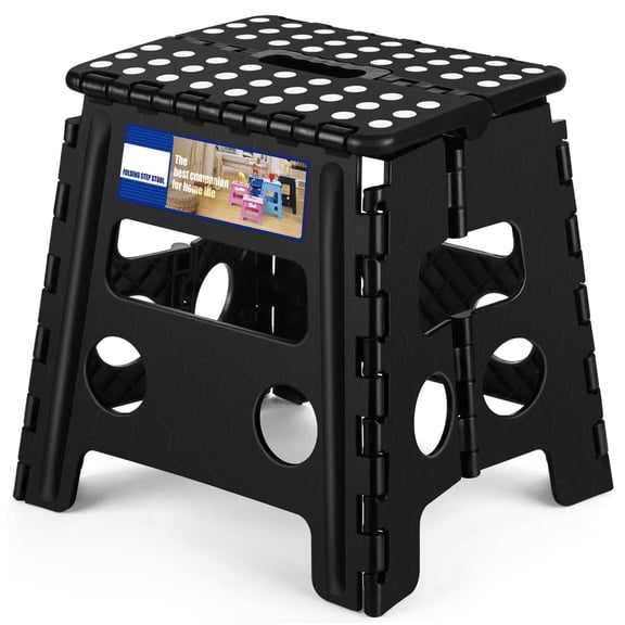 Folding Step Stool,13 inch Non-Slip Extra Wide Platform ,Heavy Duty Plastic Foldable Step Stool Stepping for Kitchen, Pantry, Bathroom, and RV.