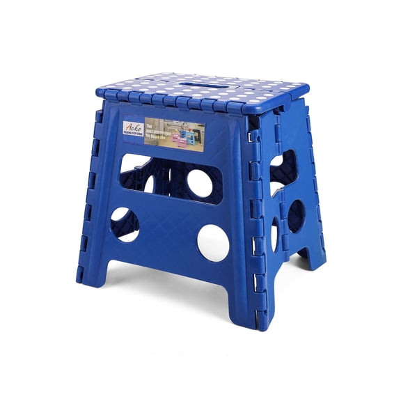 ACSTEP Folding Step Stool 13'' Tall Step Stool Plastic Step Stools with Non-Slip Surface - Blue