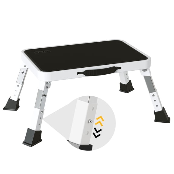 Folding Step Stool 3-level Adjustable Metal With Anti-slip Pedal And Locking 330lbs Heavy Duty Foot Portable Stepping For Kitchen Home Office