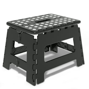 Folding Step Stool 9 Inch for Adults and Kids Holds Up to 300 lbs, Non-Slip Folding Stools with Portable Handle, Compact Plastic Foldable Step Stool for Bathroom, Bedroom, Kitchen