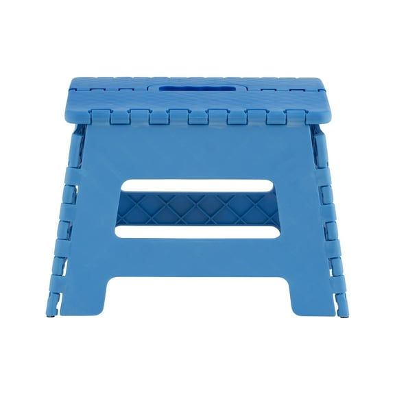 Superio Folding Step Stool with Anti-Slip Surface 9" Blue - 12" H x 1.5" W x 13" D