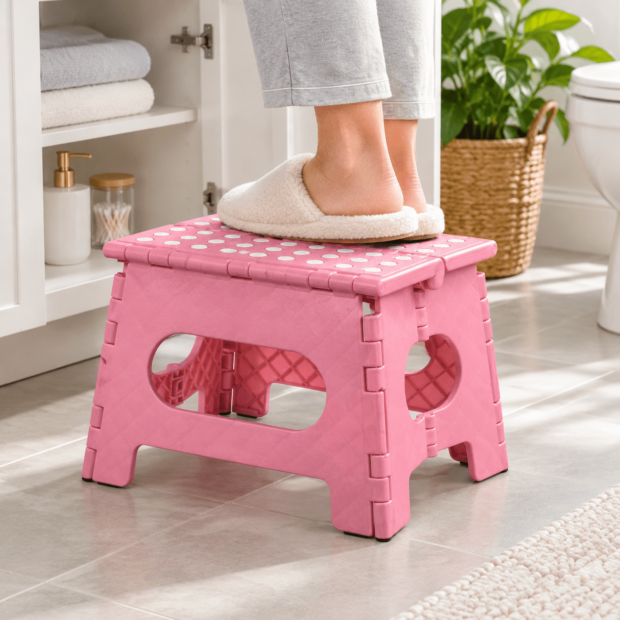 Folding Step Stool 9 Inch Pink Non-slip Holds 300 Lbs - Walmart.com