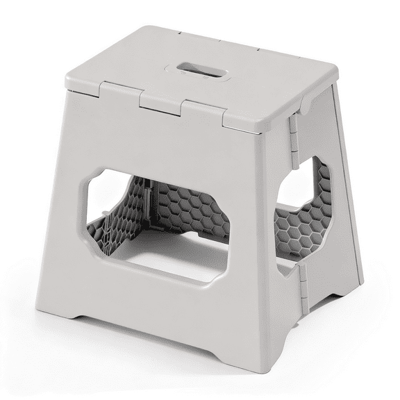 13 Inch Folding Step Stool for Adults Holds Up to 300 lbs, Durable Heavy Duty Step Stools for Adults, Compact Light-Weight Step Stool for Home, Outdoor, Indoor, Beige