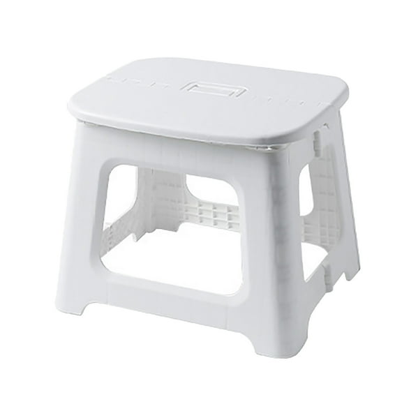 Folding Step Stool for Adults - 9IN Tall Sturdy Non- Step Stool, Collapsible Foot Stool for Home, Office, Camping, Shower & Outdoor Use, White