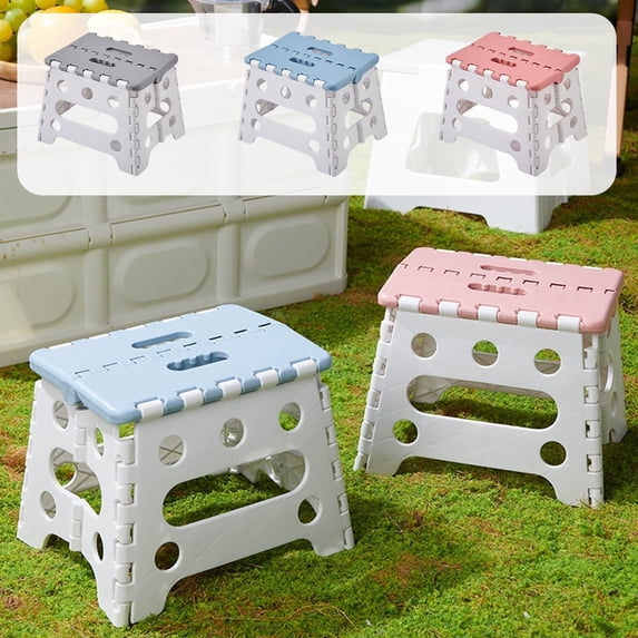Folding Step Stool for Adults and , Portable Thickened Plastic Chair with Handle, Small Collapsible Stool for Home, Kitchen, Bathroom, Camping and Fishing