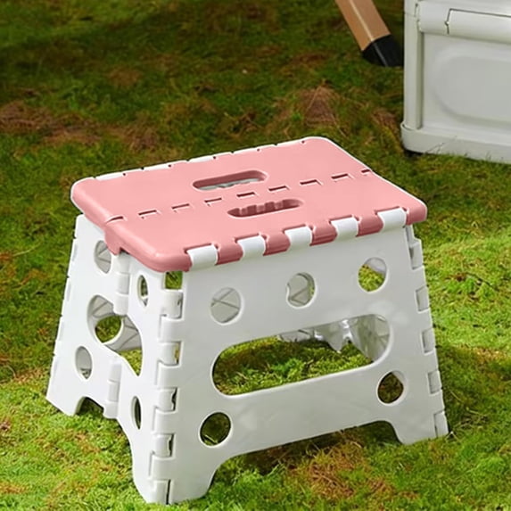 Folding Step Stool for Adults and , Portable Thickened Plastic Chair with Handle, Small Collapsible Stool for Home, Kitchen, Bathroom, Camping and Fishing