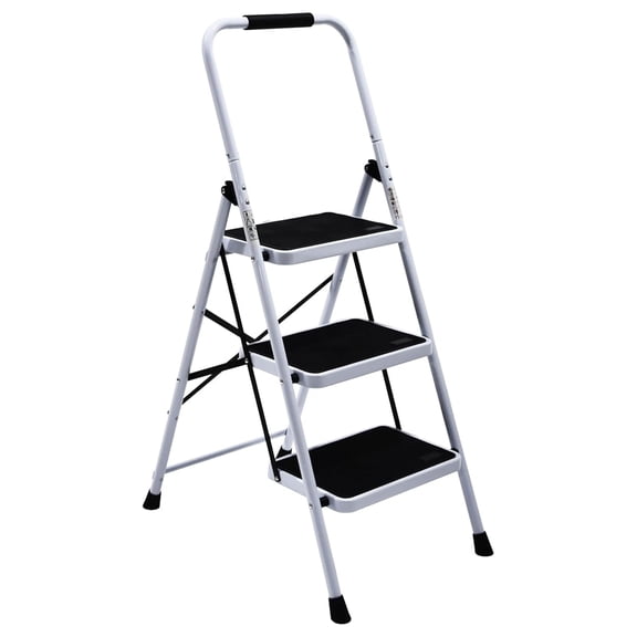 Folding Step Stool for Adults with Top Handrail 330 Lbs Capacity, Lightweight & Portable Step 3 Stool Ladders with Wide Pedal for Home Kitchen Sturdy Steel Frame