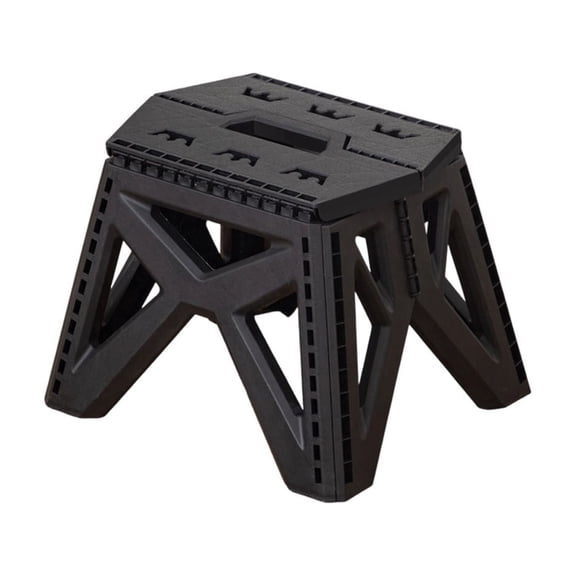 Folding Step Stool, Heavy Duty Collapsible Plastic Step Stool with Non Slip Surface, Lightweight Portable Foot Stool with Handle for Home Kitchen Bathroom Camping Outdoor Travel, Black