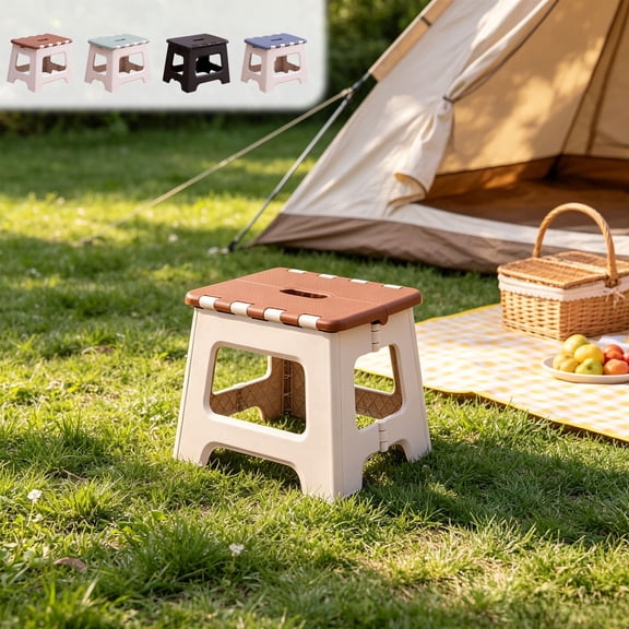 Folding Step Stool Heavy Duty Portable Non-slide Plastic Step Ladder for Kitchen Bathroom Home Camping Travel, Compact Design with Handle, Topliu