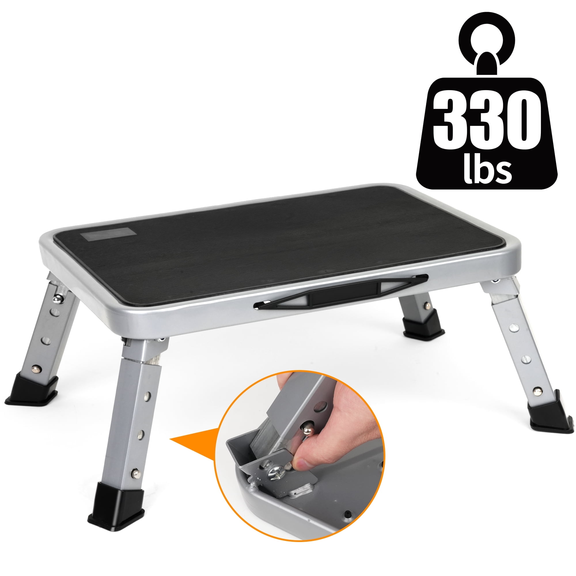Folding Step Stool, Height-Adjustable Step Stool with Non-Slip Platform, Step Ladder for Adults in Kitchen, Home, 330 Lbs Capacity