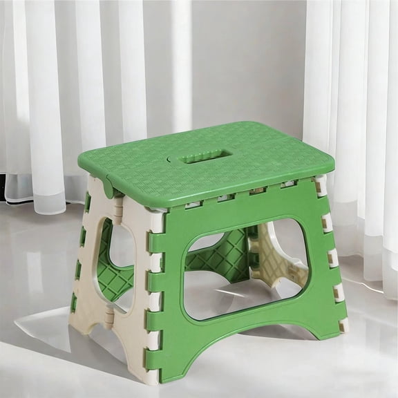 Folding Step Stool, Mini Non-Slip Foldable Stool, Step Stool with Handle for Fishing and Camping, Lightweight Plastic Stool for Kitchen, Bathroom, Bedroom, Garden, Space Saving Design