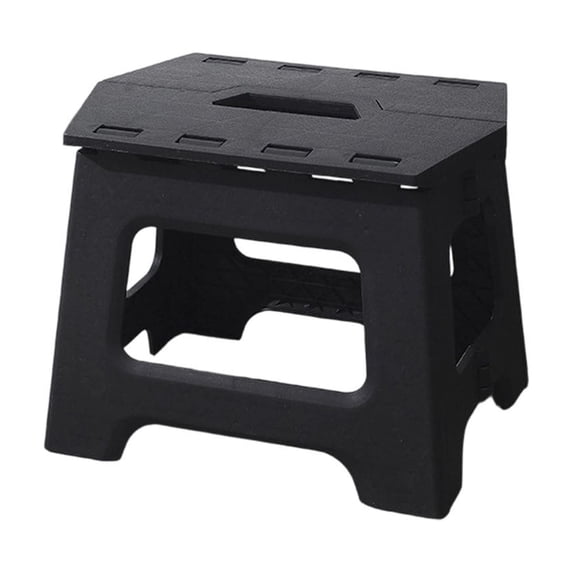 Folding Step Stool, Non Slip Plastic Portable Step Stool Heavy Duty Lightweight Collapsible Stool for Kitchen Bathroom Camping Travel Home Use, Black