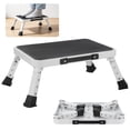 thumbnail image 1 of Adjustable Folding Step Stool, One Step Metal Ladder for RV Bathroom Bedroom, 265 Lbs Portable Platform with 3 Height Levels, Non-Slip Surface & Leg, Step Ladder for Office Home, 1 of 6