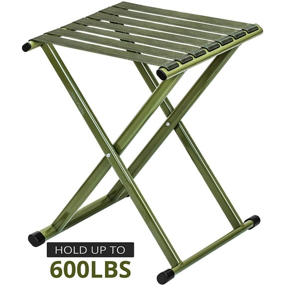 Folding Stool, 17.8" Portable Foldable Camping Chair, Hold up to 600 lbs, Heavy Duty Outdoor Fold Up Chair Use in the Kitchen, Bathroom and Garden, 13.9 x 14.3 x 17.8 Inches
