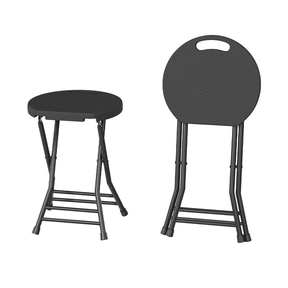 Folding Stool 18-Inch, Backless Portable Stool with Handle & Anti-Slip Feet, 600 lb Capacity Foldable Bar Stool for Kitchen Home Indoor Outdoor, 1 Pack