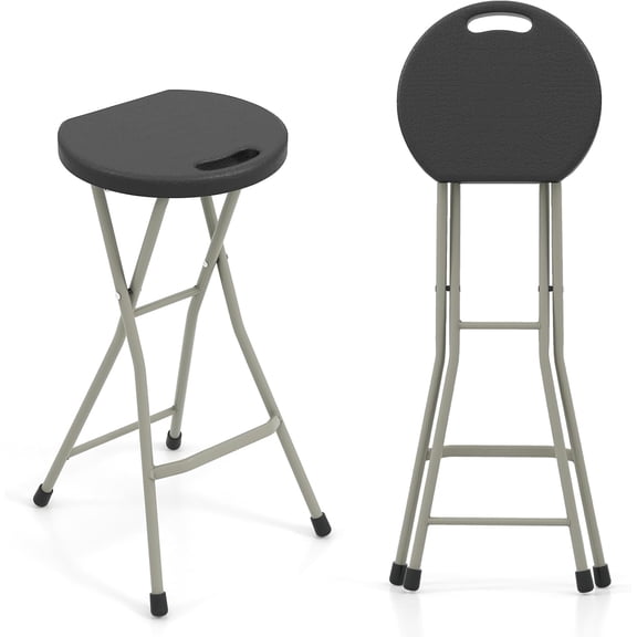 Folding Stool, 2 Pack 28 Inch Foldable Camping Seat for Adults with 550 lb Capacity, Portable Plastic Fold up Round Stool with Handle for Fishing Hiking Gardening BBQ