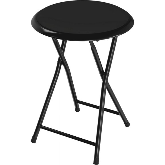 Folding Stool - Backless 18-Inch Stool with 225lb Capacity for Kitchen or Rec Room - Portable Indoor Counter Bar Stools by(Black)
