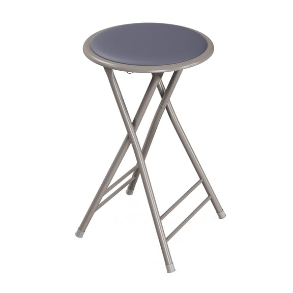 Folding Stool - Backless 24-Inch Stool with 225lb Capacity for Kitchen or Rec Room - Portable Indoor Counter Bar Stools (Black)