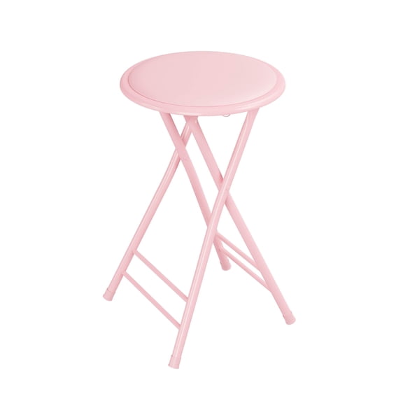 Folding Stool - Backless 24-Inch Stool with 225lb Capacity for Kitchen or Rec Room - Portable Indoor Counter Bar Stools (Black)
