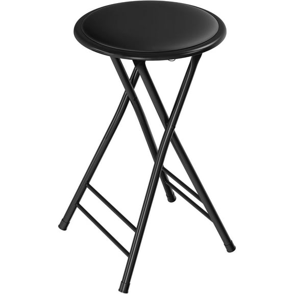 Folding Stool - Backless 24-Inch Stool with 225lb Capacity for Kitchen or Rec Room - Portable Indoor Counter Bar Stools(Black)