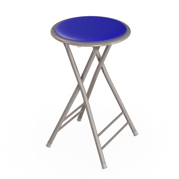 Folding Stool - Backless 24-inch With 225lb Capacity For Kitchen Or Rec Room Portable Indoor Counter Bar Stools (blue)