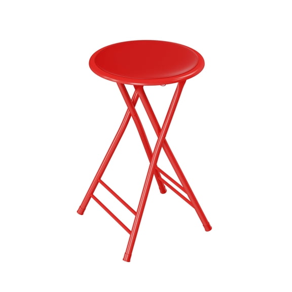 Folding Stool - Backless 24-inch With 225lb Capacity For Kitchen Or Rec Room Portable Indoor Counter Bar Stools (red)