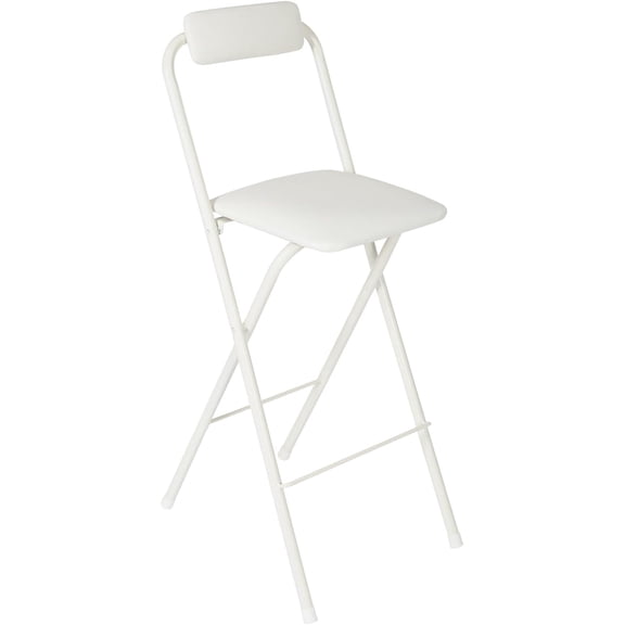 Folding Stool, Cushioned Padded Folding Stool Portable Bar Stool with Back for Camping Kitchen Home Office, Tall Bar Collapsible Stools (White, 1Pcs 27.56in)