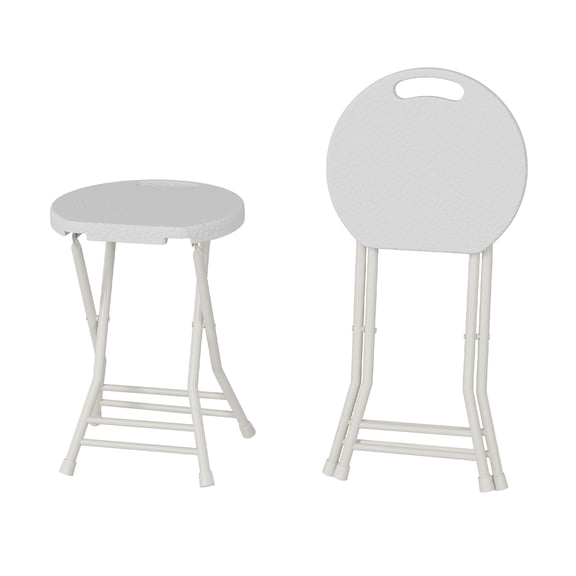 Folding Stool with Handle and Non-Slip Feet, 600 lbs Capacity Portable Folding Bar Stool for Adults, 27.5 Inch High Backless Folding Chair for Kitchen, Home Bar, Gaming and Party