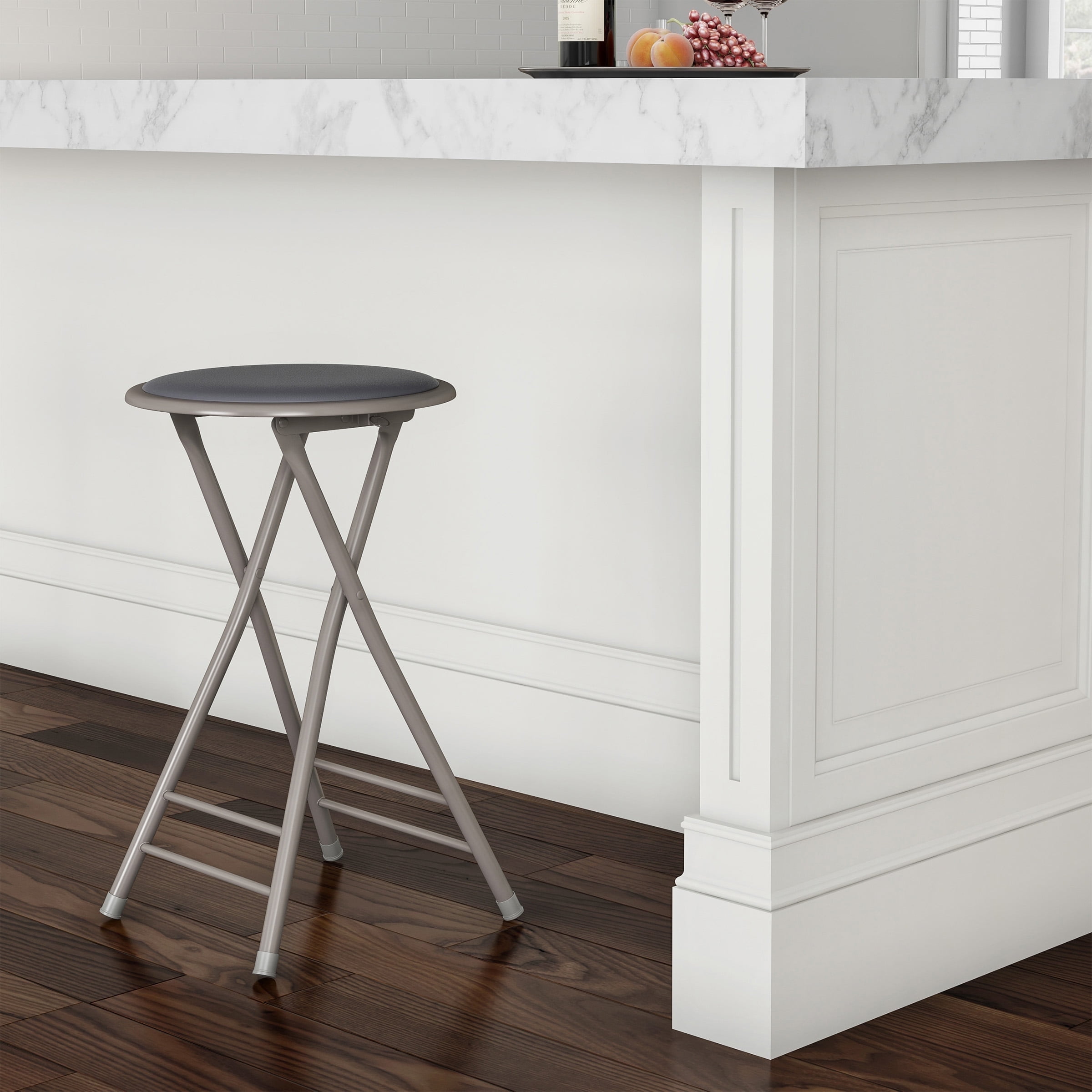 Folding Stool Heavy Duty 18 Inch Collapsible Padded Round Stool by
