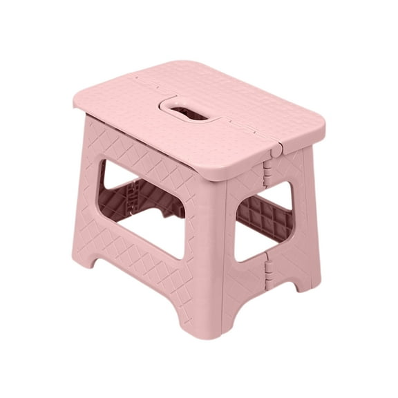 Folding Stool Portable Collapsible Plastic Step Stool with Checkered Pattern, Space Saving Seat for Home, Office, Outdoor, Camping, Fishing, Multi-Color Lightweight Stool