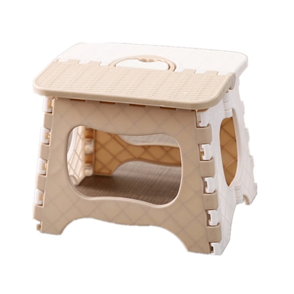Worgeous Portable Folding Stool for Home Use Beige Color Made of PP Material Easy to Clean and Open 12.5 Inches