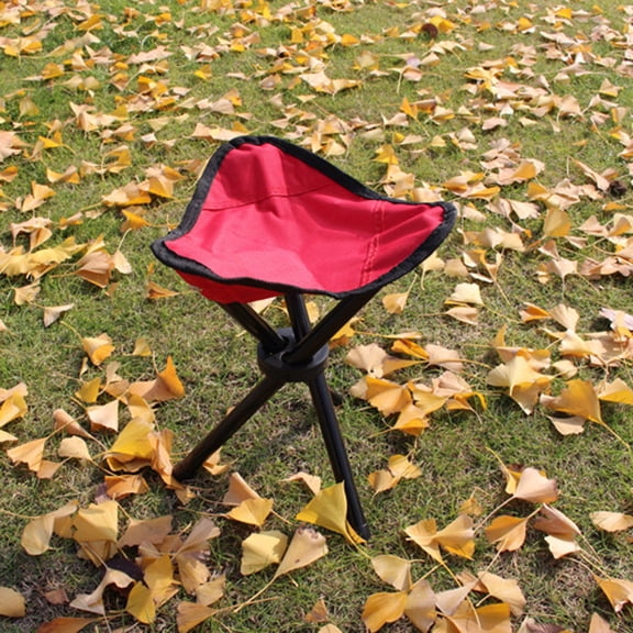 Folding Stool Portable Tripod Seat, QQZ Compact Lightweight Outdoor Chair for Camping, Quick Setup Durable Steel Frame Folding Stool for Beach Picnic Fishing, Red
