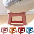 thumbnail image 1 of Folding Stool | Space Saving Small Plastic Seat | Lightweight Home Office Outdoor Portable Chair | Compact Foldable Design | Sturdy Load-Bearing | Blue Pink Red Orange | 23.5x20x19cm | 1 Piece, 1 of 6