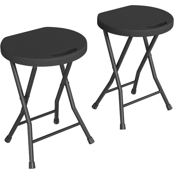 Folding Stool with Handle 600 lbs Capacity 18-In X-Shaped Legs Non-Slip Space-Saving for Dorm Kitchen Camping