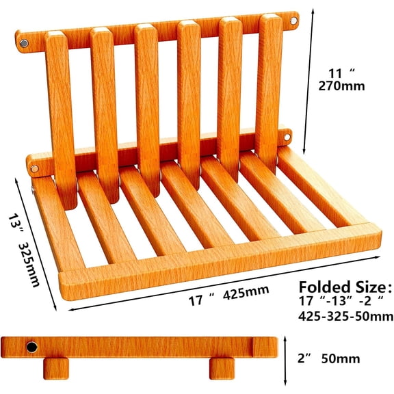 Folding Stool with White Paint Finish for Entryway and Bathroom Use