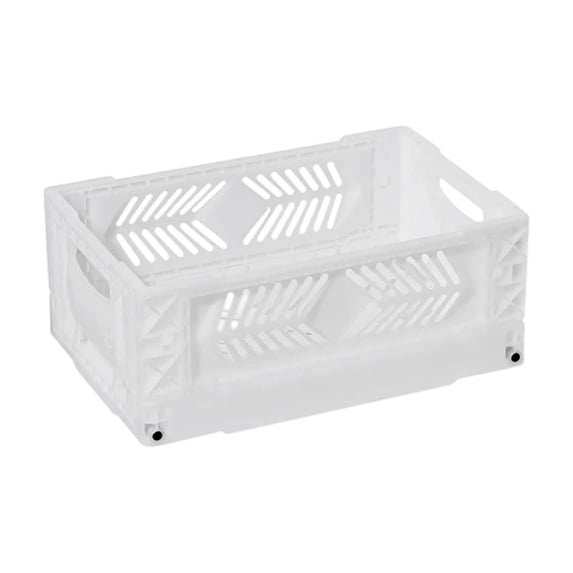 Folding Storage Basket with Mesh Ventilation, Pantry Baskets, Stackable Plastic Organizer for Kitchen Desktop Refrigerator, Small Size