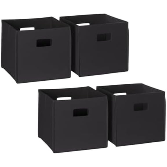 Folding Storage Bins with Handles Black Cube Storage Organizer for Closet, Bedroom & Playroom - Closet Organizers and Storage Set of 4