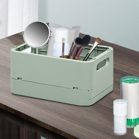 Folding Storage Box Container Utility Organization Toy Clothes Books Durable Jewelry Storage Case for Desktop Drawer green