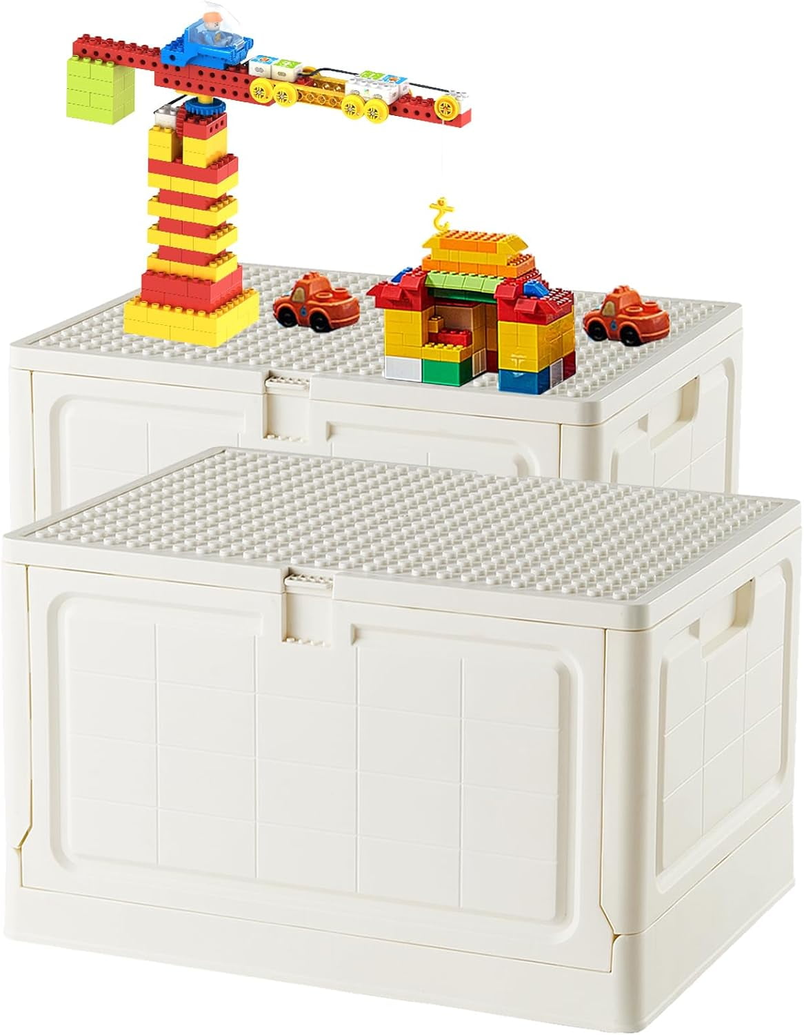 Folding Storage Box with Large Building Lid for Duplo Blocks, 28L ...