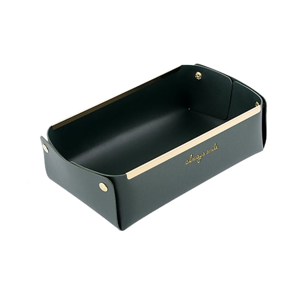 Folding Storage Box, Storage Tray, 8.66X5.11X2.75inch Faux Leather Entryway Catchall Holder Bedside Table Valet Tray for Pocket Stuff Nightstand Organizer Basket for Dice Coins Wallet Watch Rings